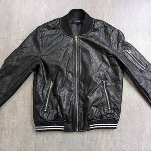 Ark & Co Motorcycle Style Long Sleeve Black Jacket With Stripes Size Small